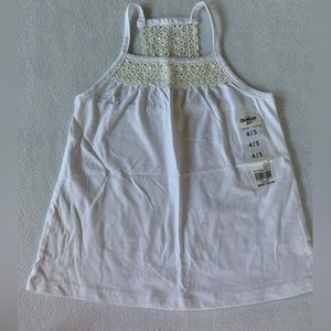 OSH KOSH NWT Girls Tank too white  sz 4-5 macrame